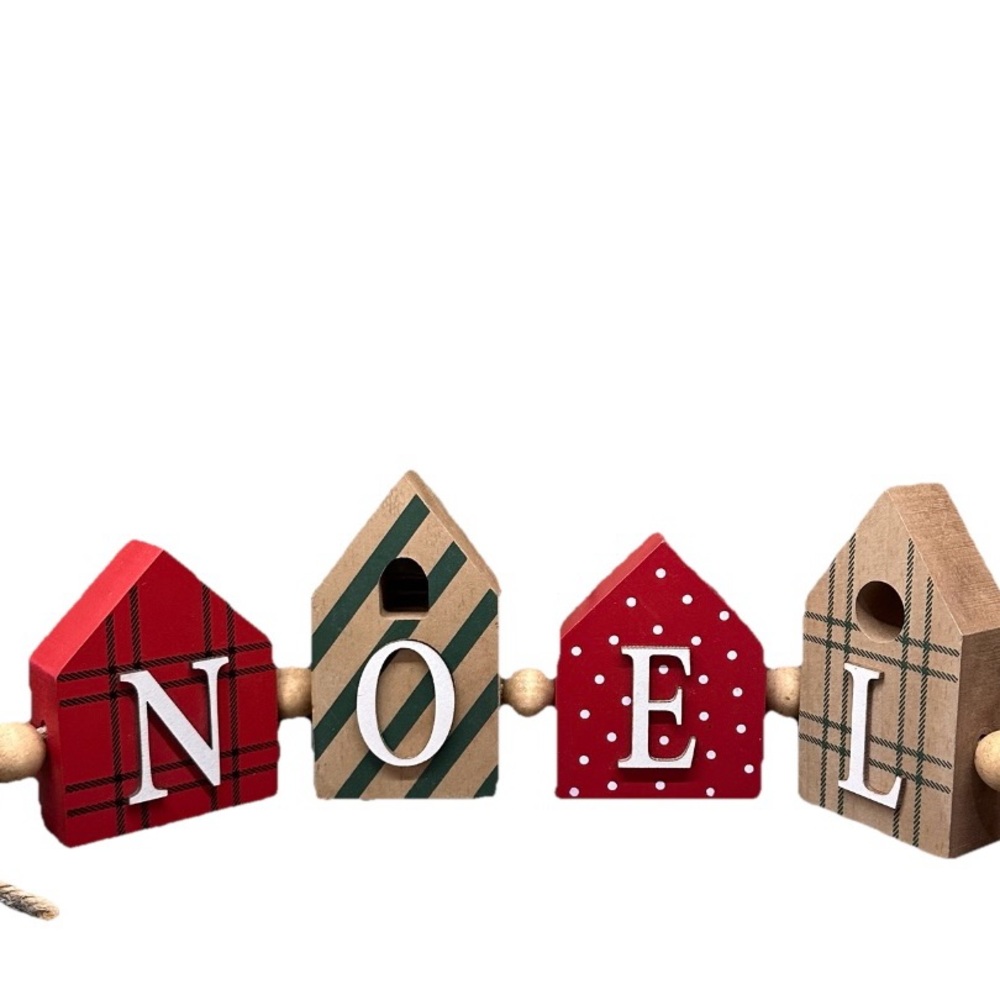Festive NOEL Wooden Holiday House Decoration Garland Set